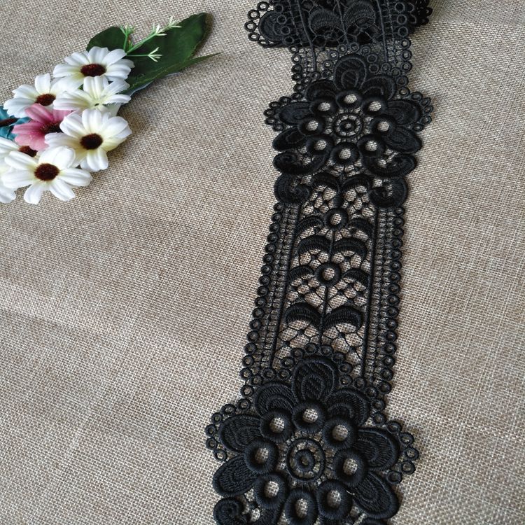 服装辅料装饰条码花边 水溶花边牛奶丝条码服饰8.5cm色线厂家供应