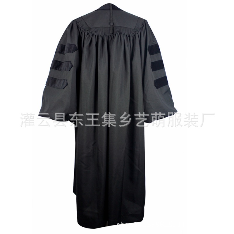美式学士服博士服英式毕业服百褶款国外黑色博士服奢华打皱-阿里巴巴