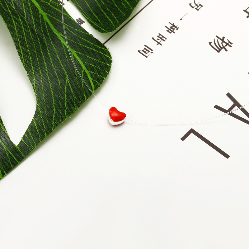 Sweet cute little red heart love necklace female drip oil red peach heart short necklace