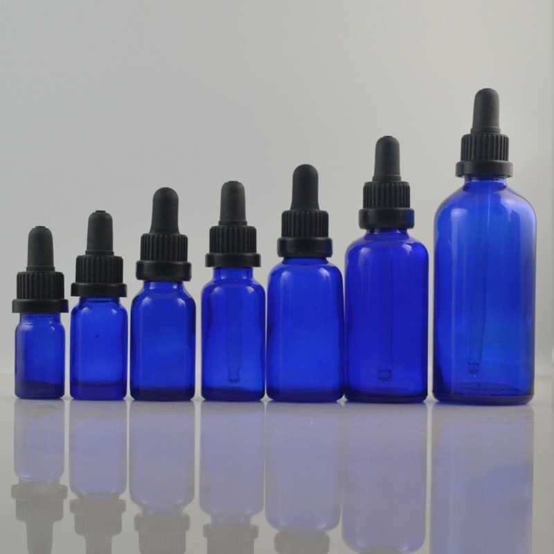 蓝色精油瓶5ML 10ML 15ML 20ML 30ML 50ML 100ML配防盗大头滴管