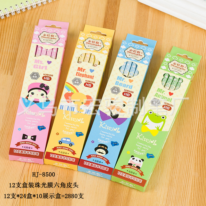 厂家直销小松树学生铅笔办公款hb12支盒装现货批发不断芯详情图1