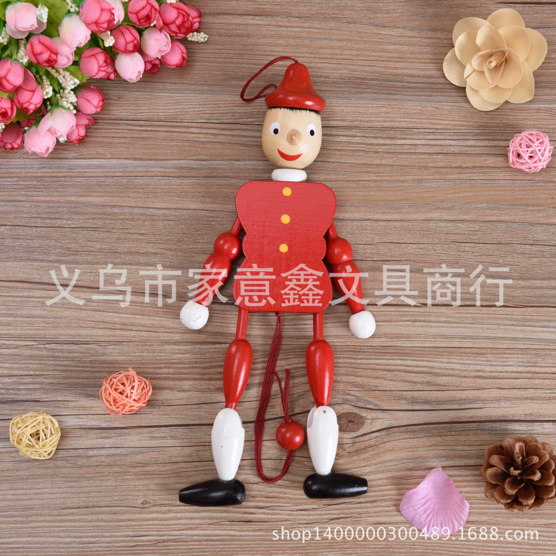 Wooden big toy, puppet with cord, soldier