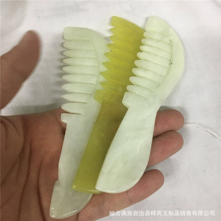 Оптовая продажа, расческа из натурального нефрита, расческа для здоровья, массажная расческа без дерева, товарная расческа из нефрита для разрушения меридианов