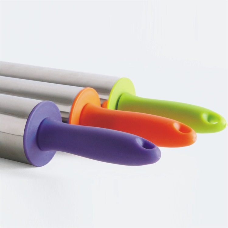 面粉棍创意家居酒店烘焙厨房小工具压面棍塑料柄滚筒不锈钢擀面杖