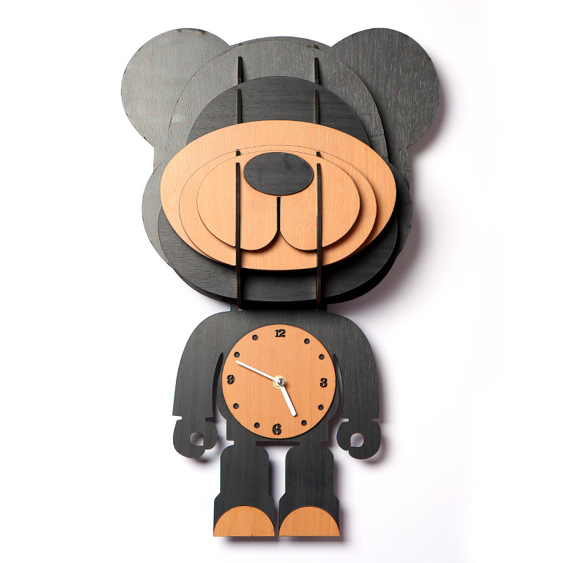 2019 nueva moda hogar decorativo Reloj de pared personalidad creativa DIY dibujos animados forma animal decorativo Reloj de pared al por mayor