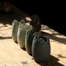 日式粗陶窯變茶道六君子 桌面飾品擺件功夫茶具茶道配件 可做花器