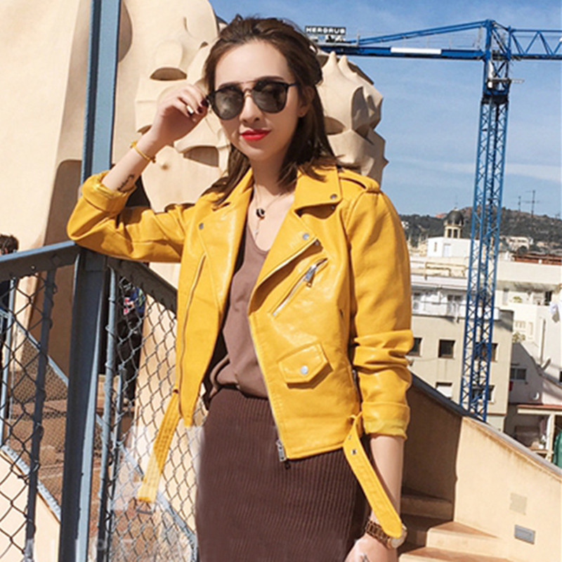 Cross border PU leather jacket new Korean leisure locomotive leather jacket women's short fit coat in spring 2019