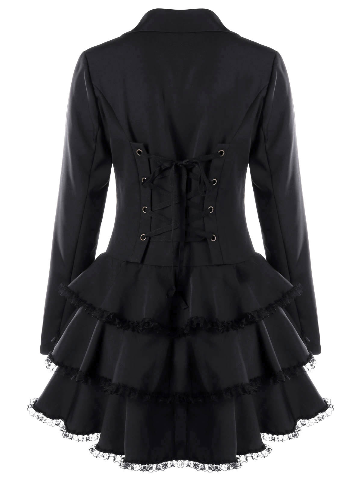 Elegant Victorian Ladies Black Gothic Military Steampunk Jacket coat