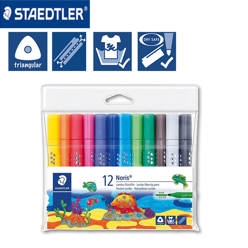 批发STAEDTLER施德楼 328-B WP12 12色三角粗杆水彩笔