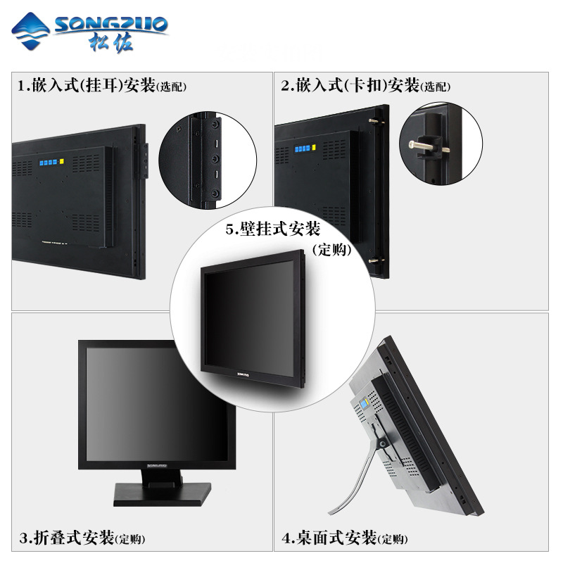 Industrial embedded automatic LCD display, touch equipment, laptop, 19inch, touch screen