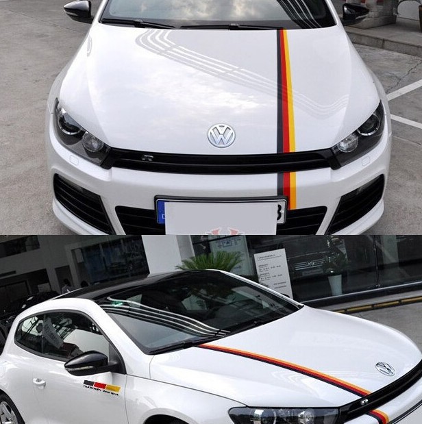 汽车反光贴纸图片德国旗拉花贴花三色条纹全车身贴创意个性拉花