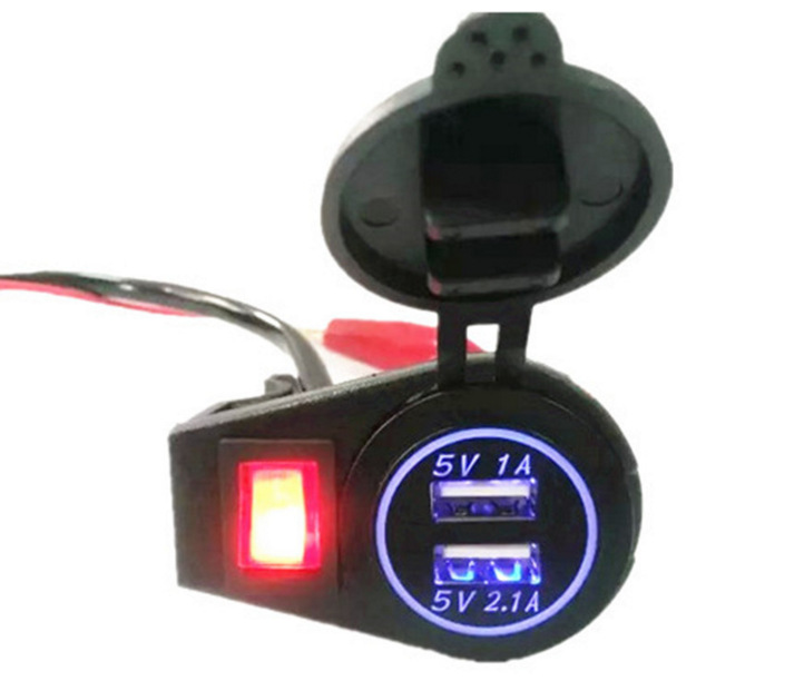 Motorcycle car with power switch dual USB voltmeter 3.1A mounting…