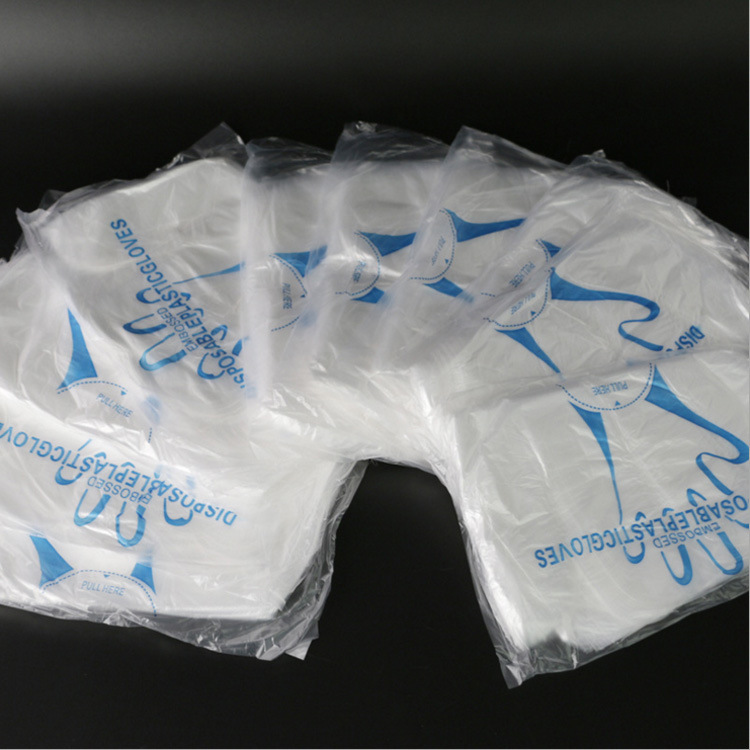 一次性PE薄膜手套小龙虾卫生透明塑料手套理发店100只装批发