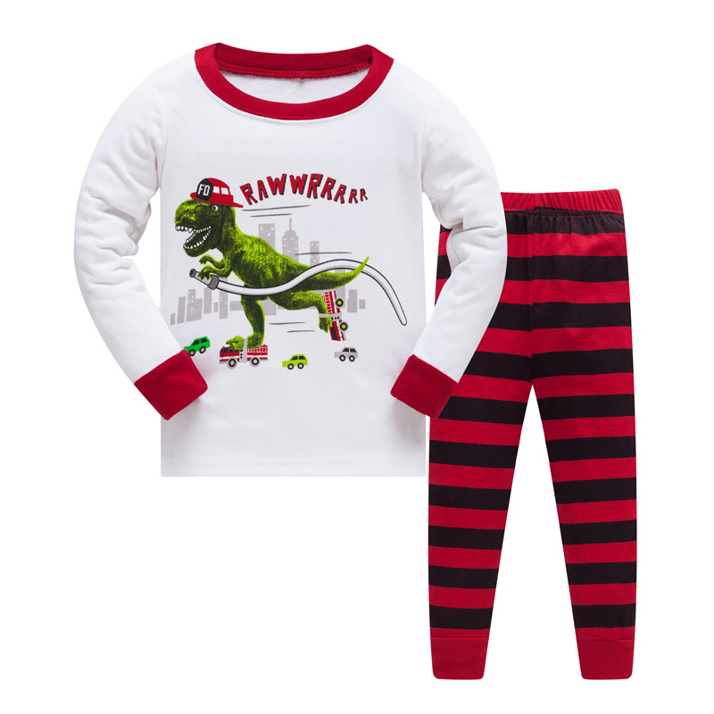 Baby 3-8Y long-sleeved ribbed cotton children's pajamas, air-conditioned clothing, dropshipping available, and (whole set) 8