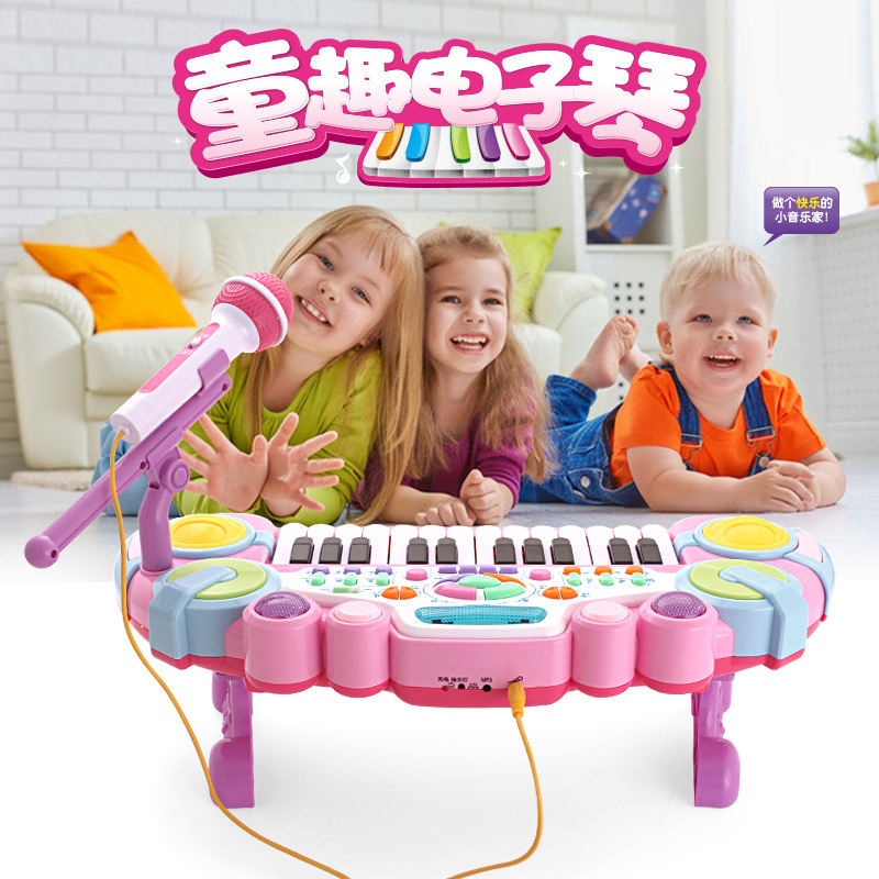 儿童多功能仿真电子琴玩具 宝宝音乐电子琴协成厂早教乐器带话筒