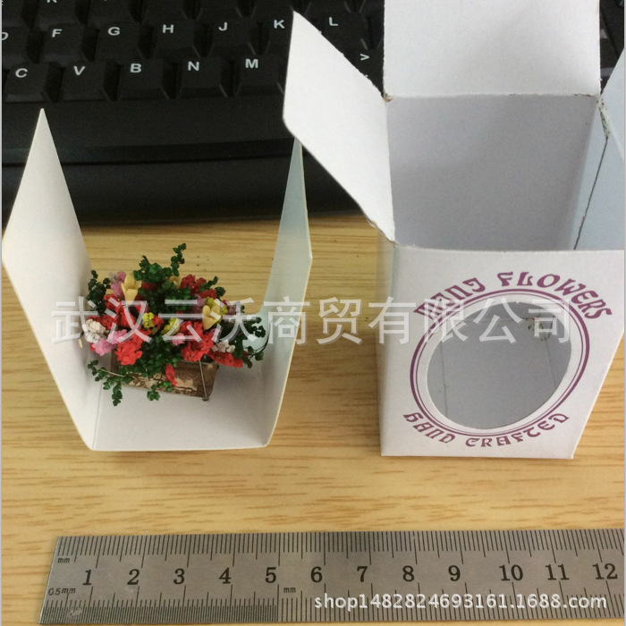 1:12 Dollhouse mini planta modelo acabado flor arcilla hecha a mano pequeña flor rota maceta de racimo