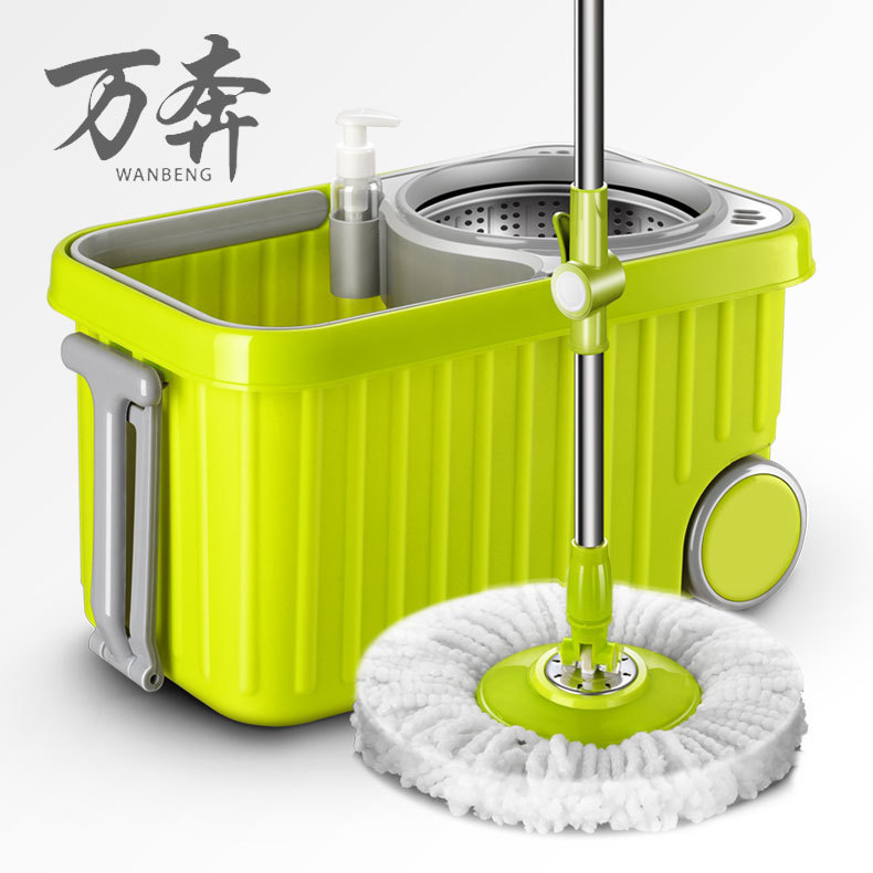Factory Direct Sales Double-Drive Mop Bucket Wholesale Rotating Mop Wheel Bucket Square Bucket Hand-Pressed Mop New Model Haoshenmo