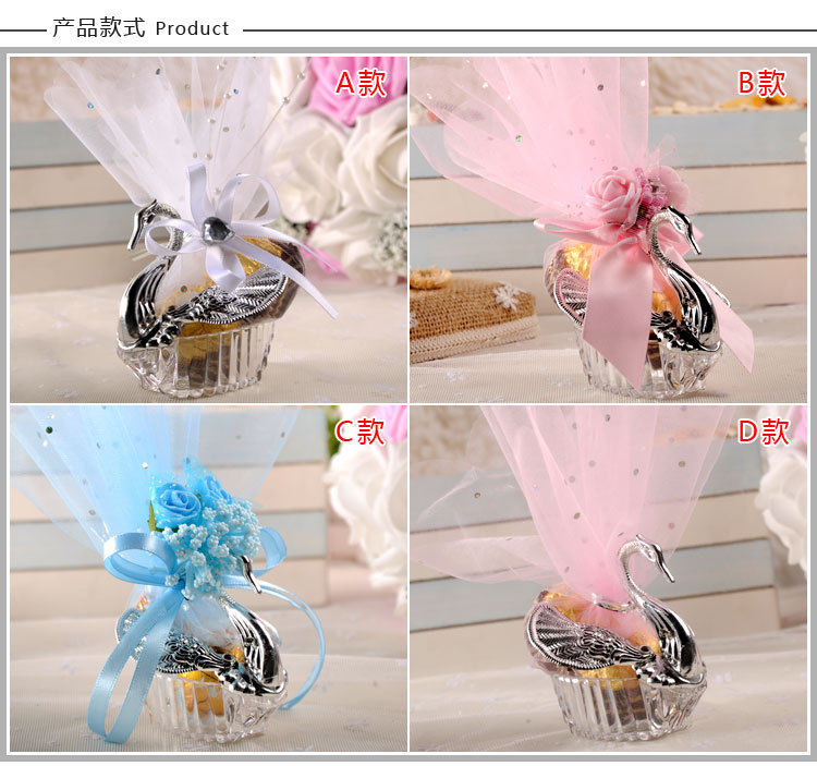 欧式创意水晶小天鹅喜糖盒 西式婚礼糖果盒子婚庆用品塑料喜糖盒详情图4