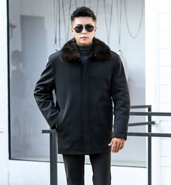 男式真皮皮衣;男式休闲裤;毛领