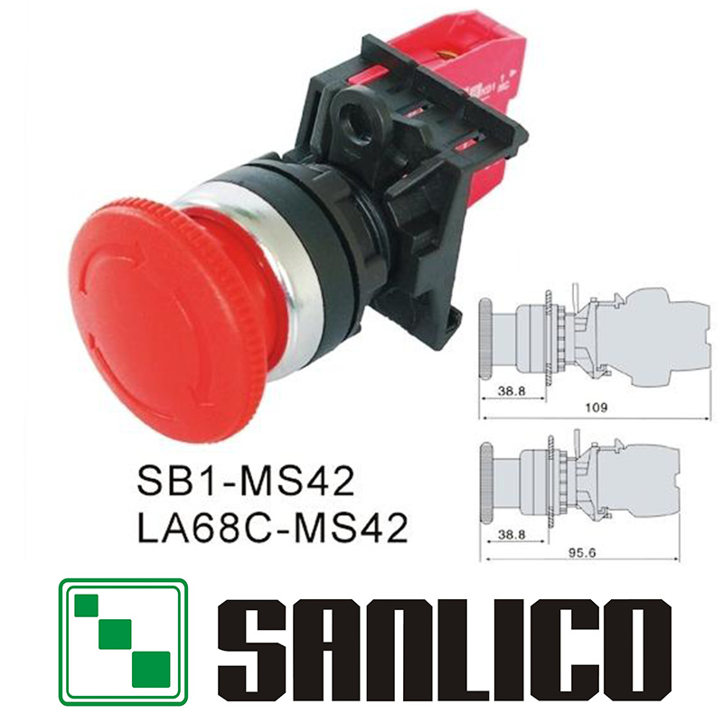 乐清三力紧急停止自锁转动复位蘑菇头LA68C SB1 M22-MS42按钮开关