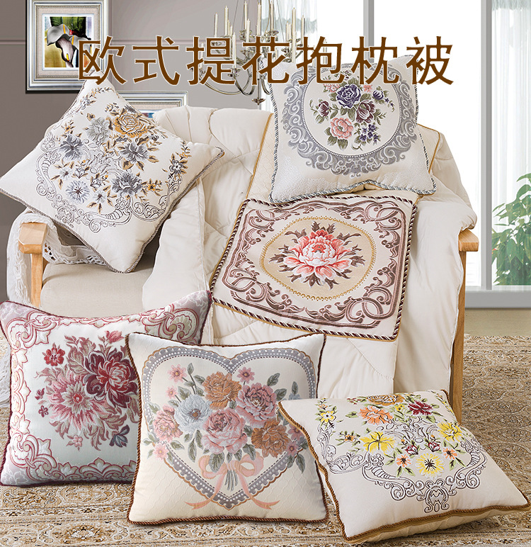European style Cross stitch Pillows quilt Dual use automobile Lumbar pillow sofa Bedside Template Room customized Soft roll Cushion