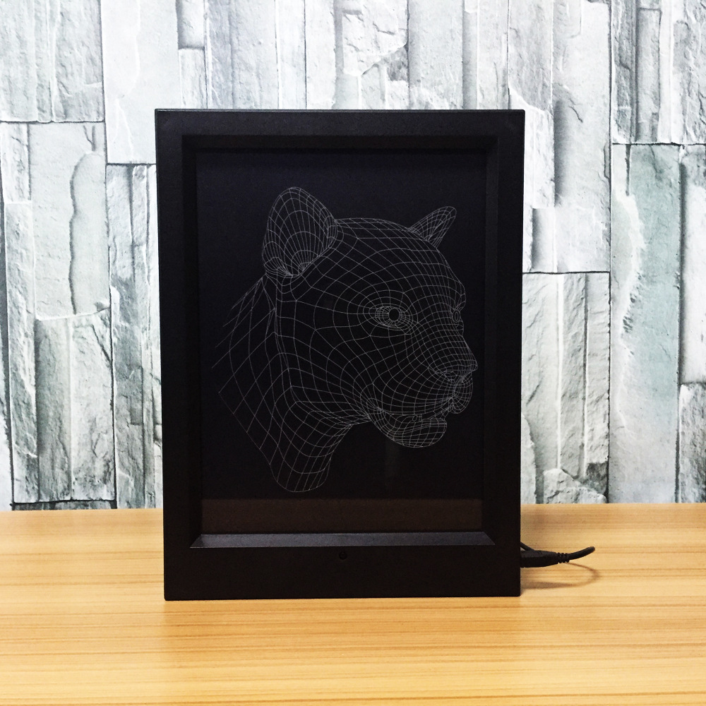 3d 相框灯 遥控式 创意产品 新奇特led灯豹头