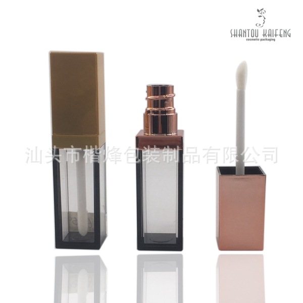 玫瑰金方形唇彩瓶子 注塑唇彩管 可定制化妆品包材 5ml