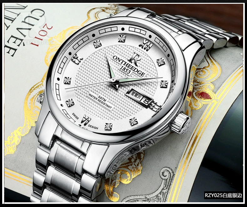 Quartz Swiss watch stainless steel, mechanical steel belt