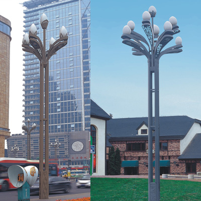新款道路广场景观玉兰灯 定做5米8米10米八叉九火led玉兰灯|ms