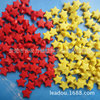 Yellow red plastic beads, 10mm, 14mm, 10mm