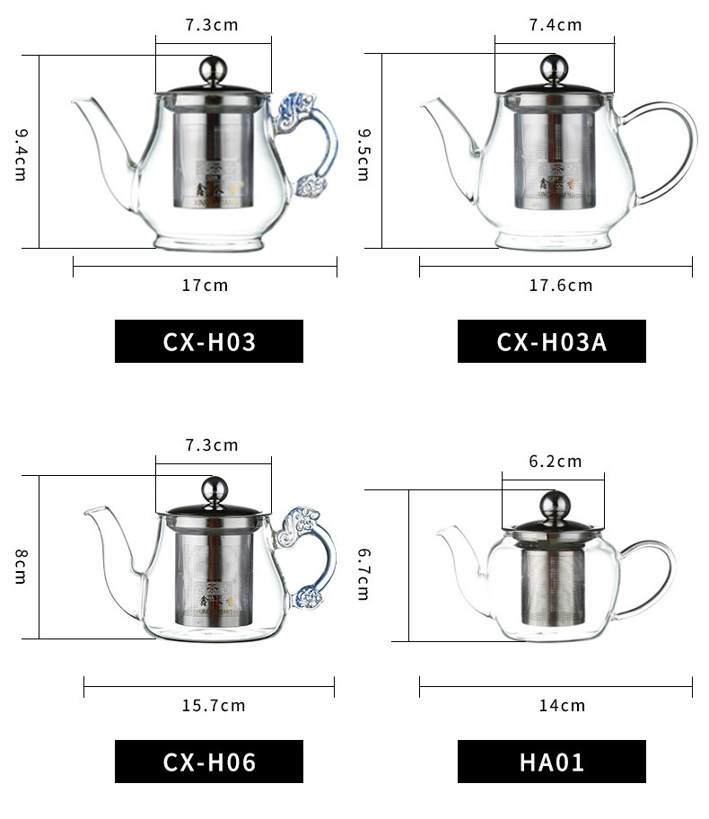 陶煲王 高硼硅玻璃小茶壶 引嘴过滤泡茶壶 透明茶具现货一件代发详情6