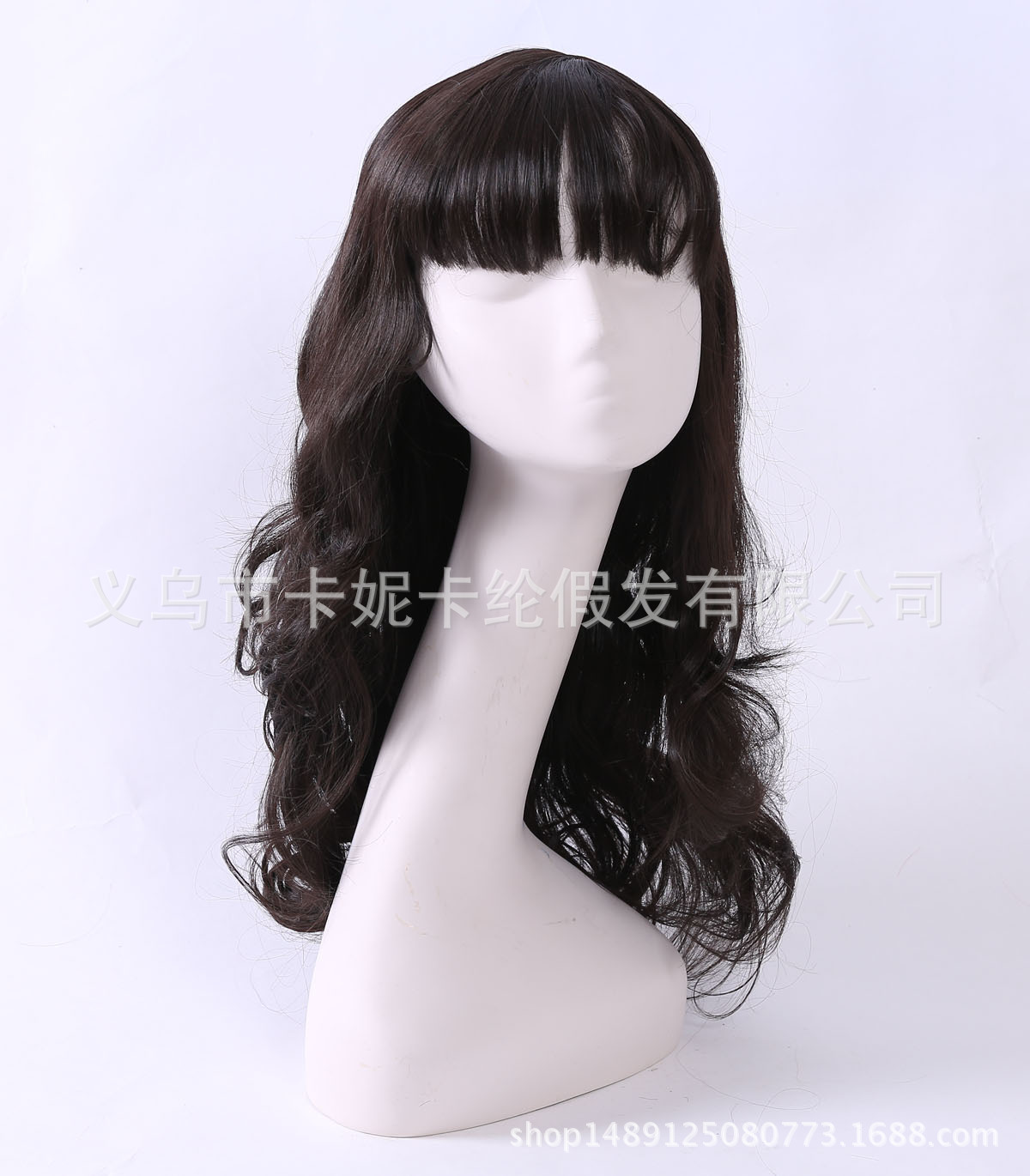 Nuevo cabello largo negro rizado peluca de Halloween moda cosplay peluca