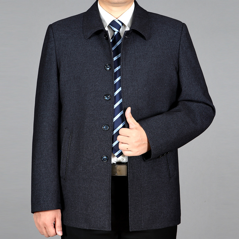 wholesale Autumn New products Middle and old age man business affairs leisure time Jacket jacket government and business Button- Solid father coat