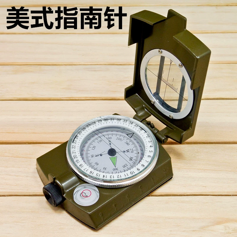 Американский компас цельнометаллический высококачественный складной со светящейся Северной иглой, открытый многофункциональный портативный компас
