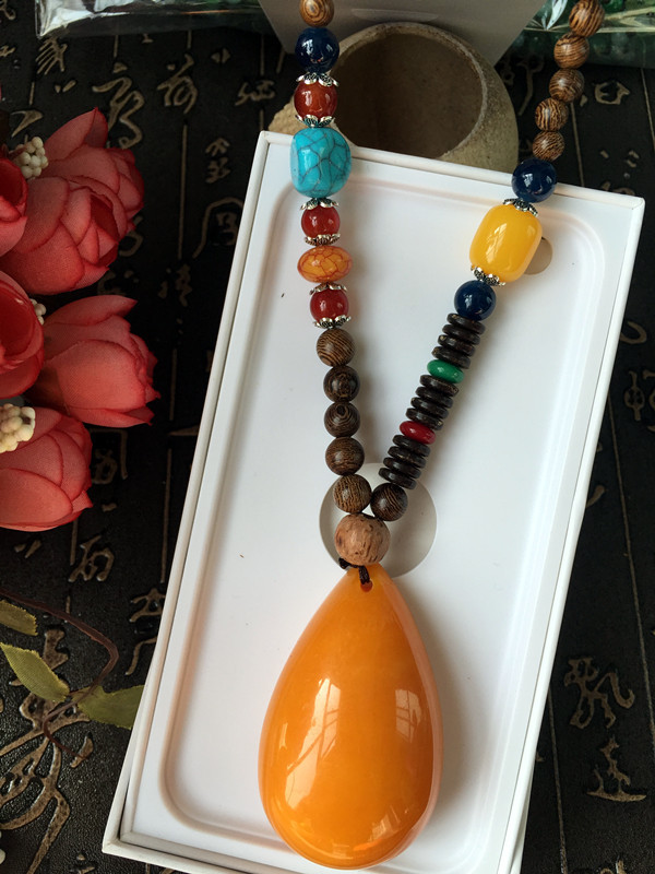 高档毛衣链_仿蜜蜡毛衣链 长款饰品项链女鸡翅