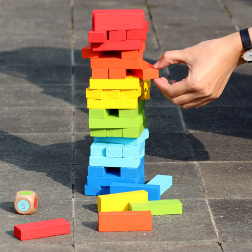 New 54-piece colorful stacking high children's domino building blocks toy tabletop game directly supplied from the manufacturer