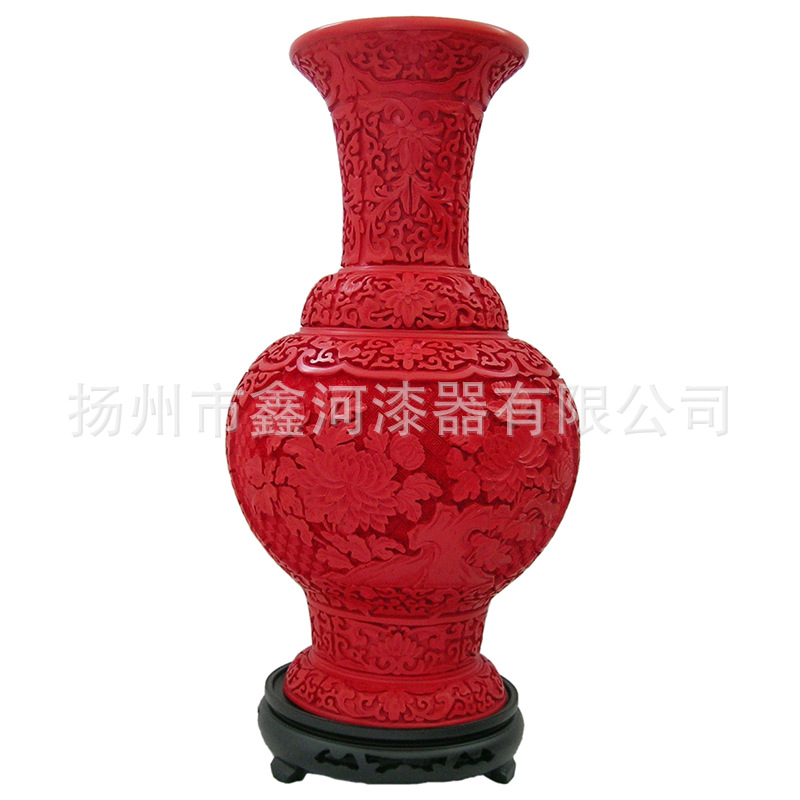 15寸漆雕花瓶中国特色工艺品北京地方特色