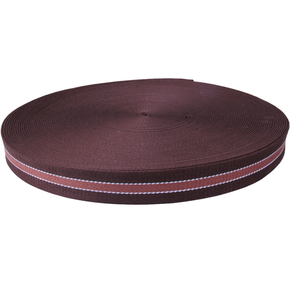 广东工厂 3.8cm 1.5寸啡白棕 三色 棉织带 休闲腰带材料 现货直售