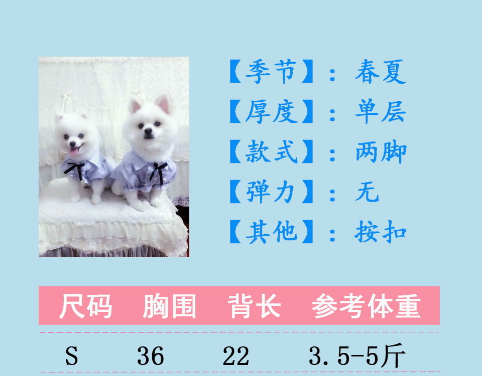 宠物狗狗甜美衬衫 泰迪比熊博美小型犬衣服 公主情侣装两脚衣详情1