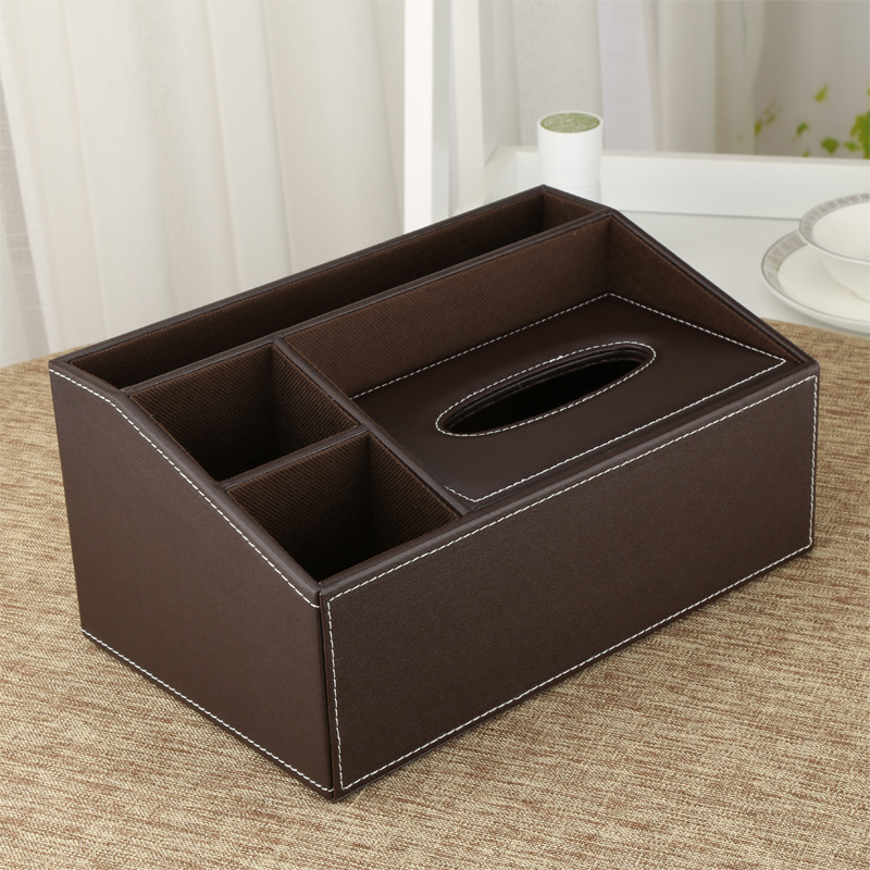 KINGFOM皮革多功能梯形紙巾盒商务办公收纳盒桌面收纳纸巾盒定制|ru