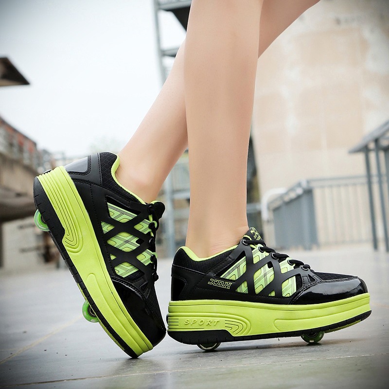 Children's Heelys Shoes Double Wheel Invisible Slider Men's and Women's Adult Light LED Lantern Sports Shoes Roller Skating Shoes