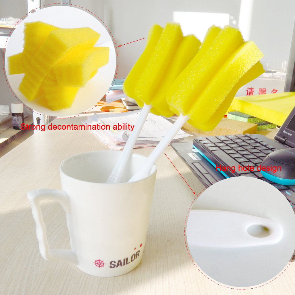 长柄百洁布杯刷 清洁海绵清洗杯刷海绵厂家批发