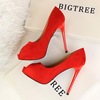 Korean version simple suede sexy nightclub fish mouth single shoes high heels