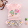 Summer fashionable cute set sleevless girl's, 2023, with short sleeve, Korean style, children's clothing