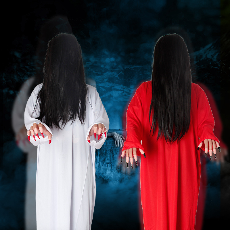 Halloween costume adult female white red horror scary cosplay chastity female ghost death ghost clothes