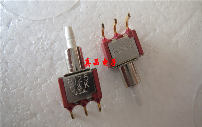 8125 进口美国C&K按钮按键开关 0.4VA 镀金3脚弯脚复位开关 原USA