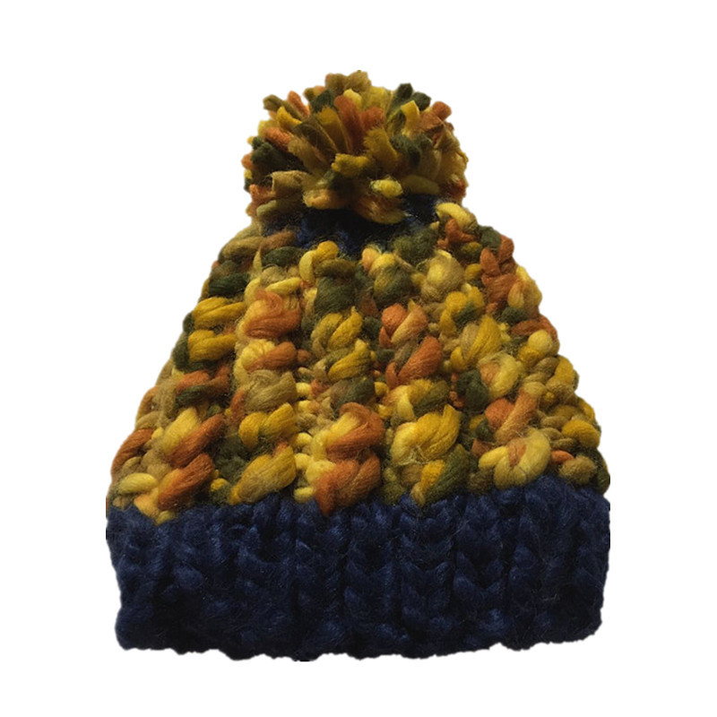 BomHCS厂家直销冬保暖加厚柔软大肚纱帽手工棒针织童帽女帽亚马逊