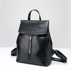 2024 New Women's Bag: Trendy European & American-Style Vintage Leather Backpack in Oil-Waxed Cowhide—Stylish School Backpack Available for Wholesale in Guangzhou