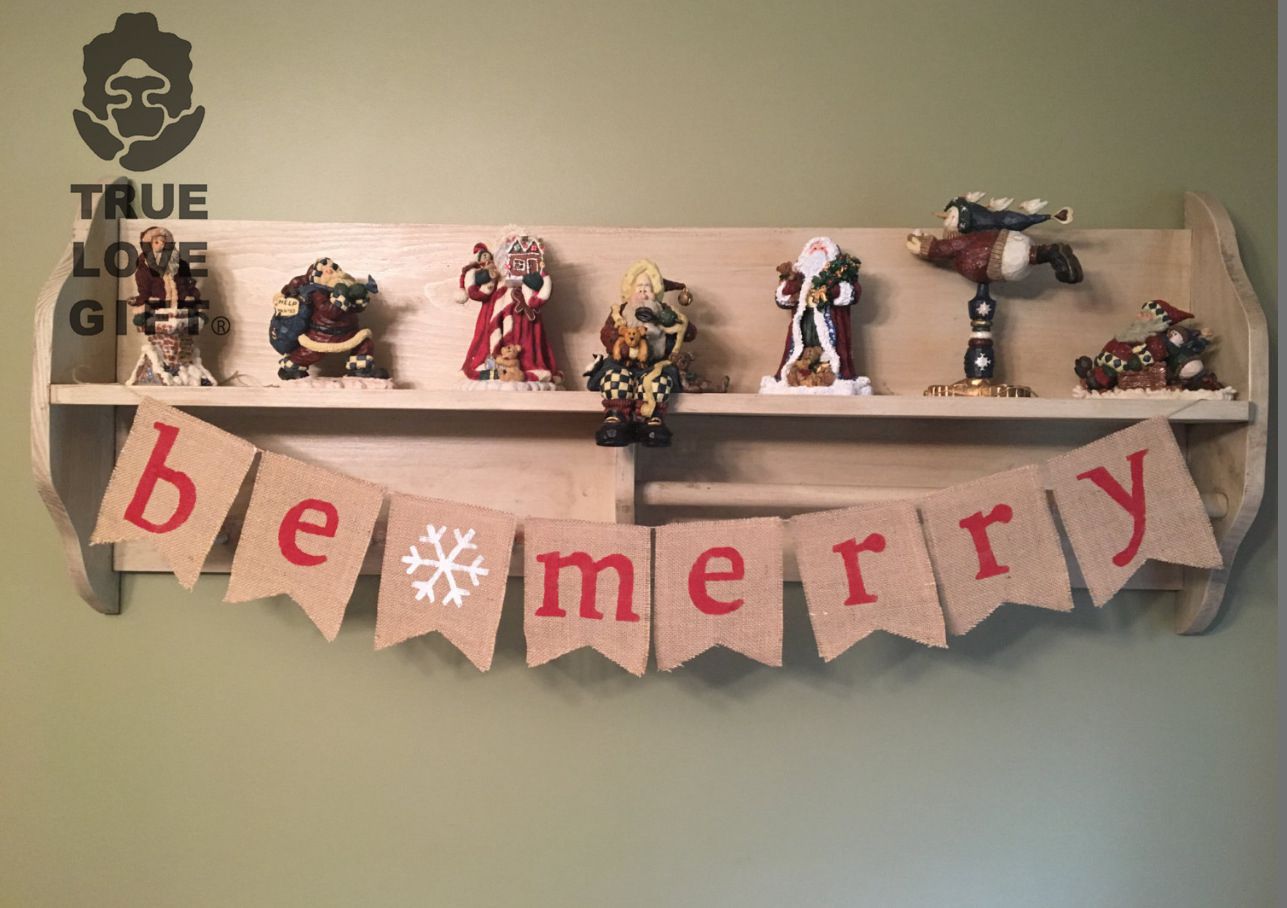 Be merry Foreign trade Christmas decorate Snowflake Linen Christmas party Dovetail String flag ornament customized