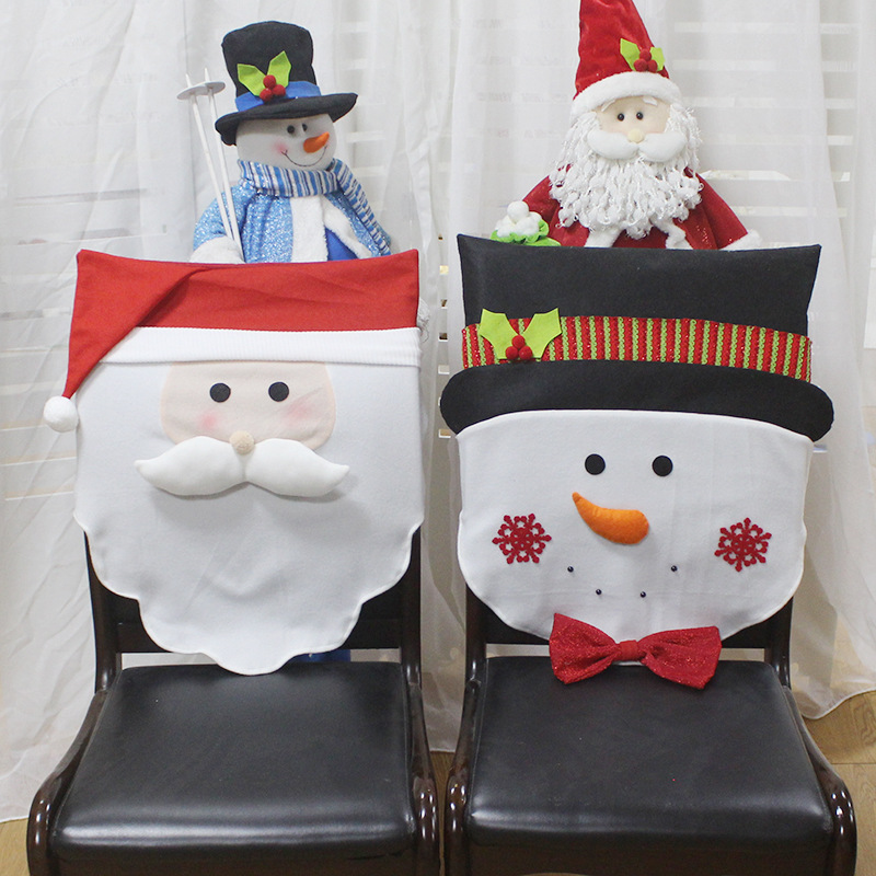The old hotel restaurant Snowman Christmas ornaments decorate chair set coverings festival activities